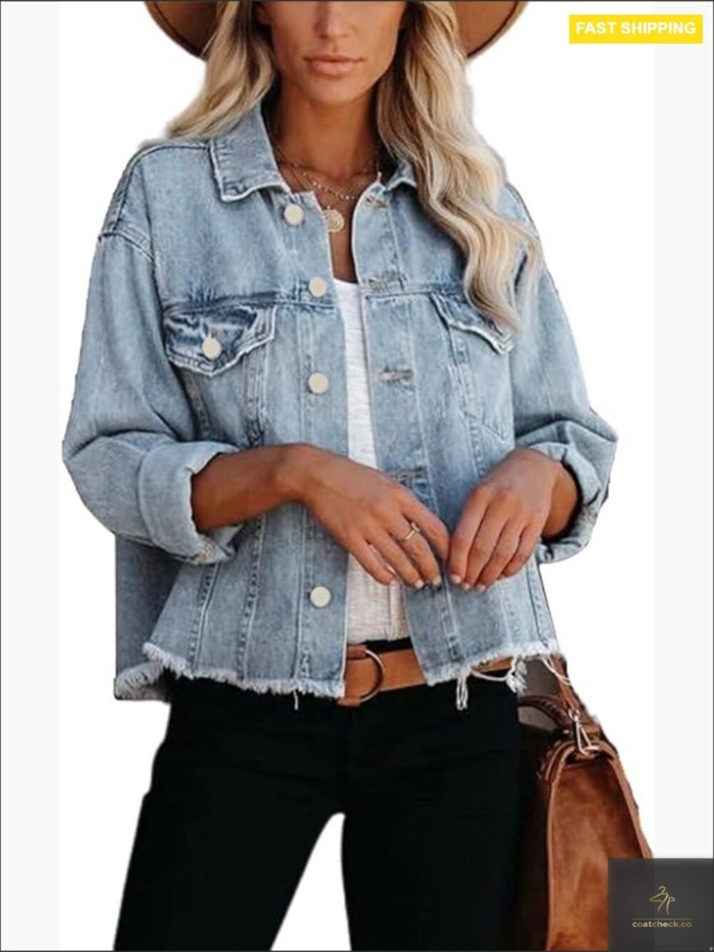 Oversized Denim Jacket Cropped Ripped Lightweight Casual Relaxed Fit Y2k